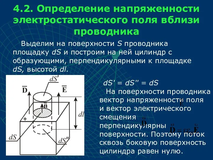 4.2. Определение напряженности электростатического поля вблизи проводника Выделим на поверхности S