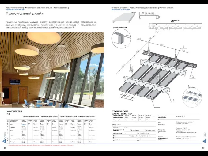 36 37 30 Потолочные системы | Металлические подвесные потолки | Реечные
