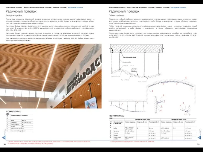 38 39 Потолочные системы | Металлические подвесные потолки | Реечные потолки