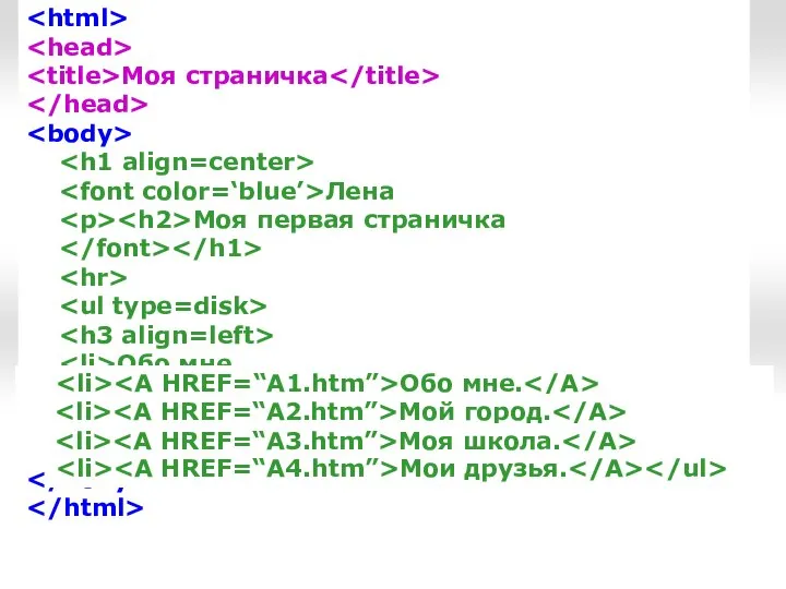 Моя страничка Лена Моя первая страничка Обо мне. Мой город. Моя