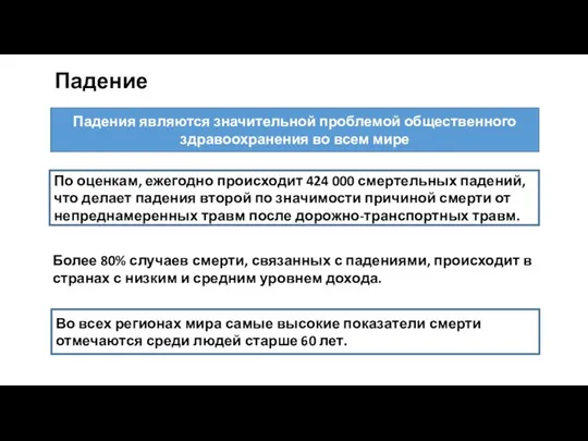 Более 80% случаев смерти, связанных с падениями, происходит в странах с