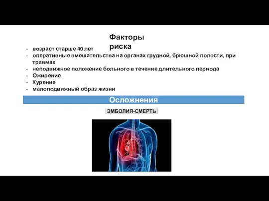 возраст старше 40 лет оперативные вмешательства на органах грудной, брюшной полости,