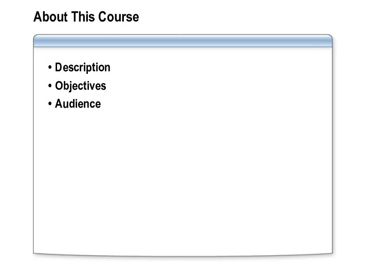 About This Course Description Objectives Audience