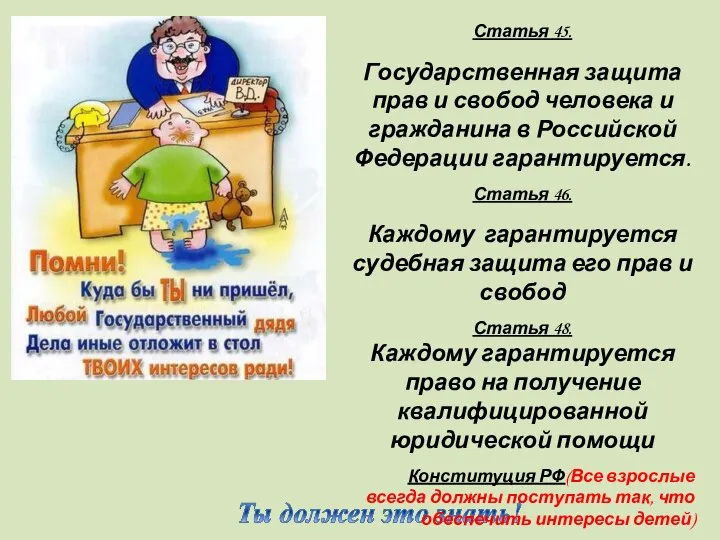Статья 45. Государственная защита прав и свобод человека и гражданина в