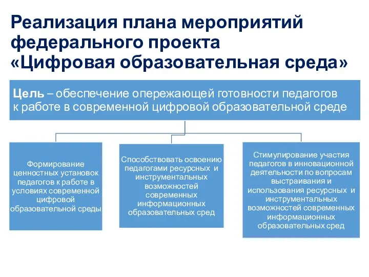 Реализация плана мероприятий федерального проекта «Цифровая образовательная среда»