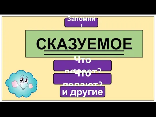 Запомни! СКАЗУЕМОЕ Что делает? Что делают? и другие