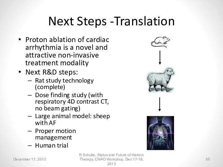 Next Steps -Translation Proton ablation of cardiac arrhythmia is a novel