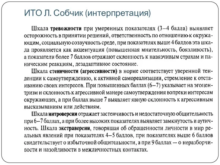 ИТО Л. Собчик (интерпретация)