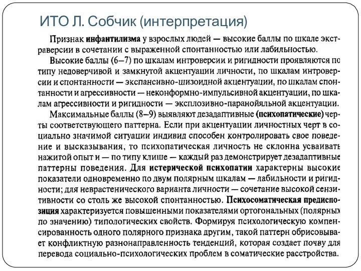 ИТО Л. Собчик (интерпретация)