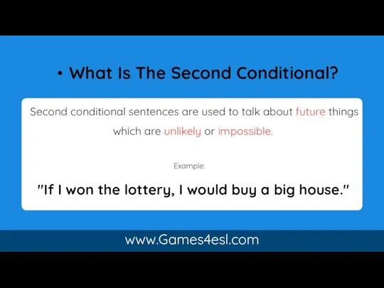 Second conditional sentences are used to talk about future things which