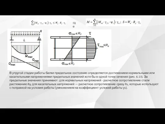 Предельные состояния и расчет изгибаемых элементов. где В упругой стадии работы