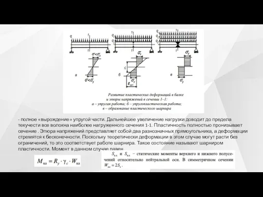 - полное «вырождение» упругой части. Дальнейшее увеличение нагрузки доводит до предела