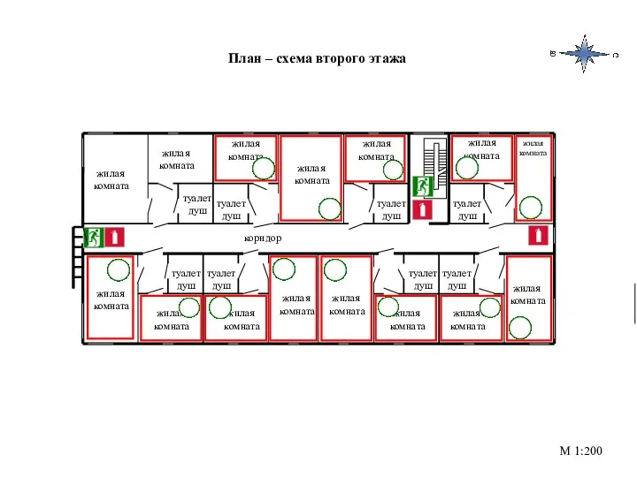 План – схема второго этажа М 1:200 коридор жилая комната жилая
