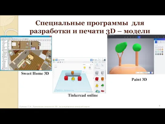 Специальные программы для разработки и печати 3D – модели Орехова Т.