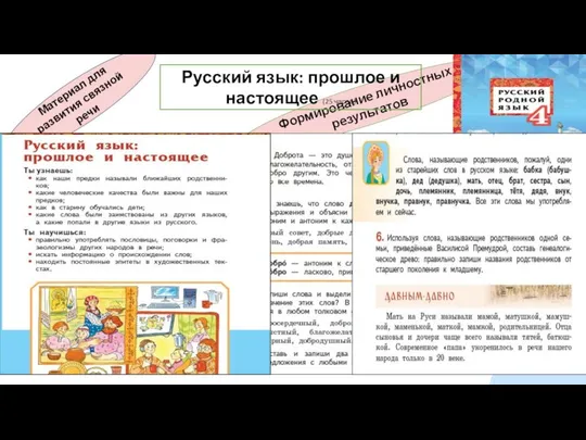 Формирование личностных результатов Русский язык: прошлое и настоящее (25 часов) Материал для развития связной речи