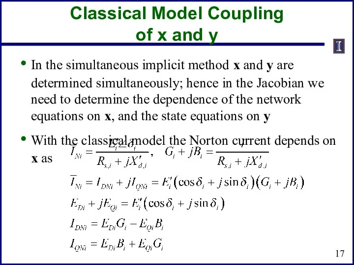 Classical Model Coupling of x and y In the simultaneous implicit