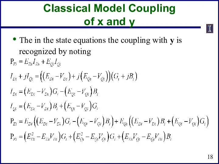 Classical Model Coupling of x and y The in the state