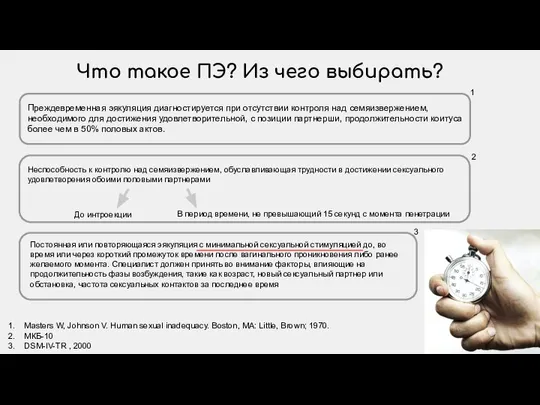 Что такое ПЭ? Из чего выбирать? Преждевременная эякуляция диагностируется при отсутствии