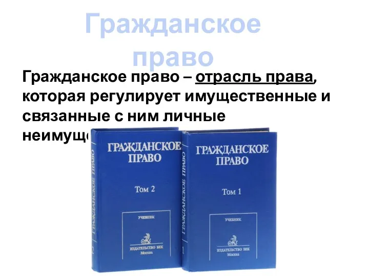 Гражданское право – отрасль права, которая регулирует имущественные и связанные с