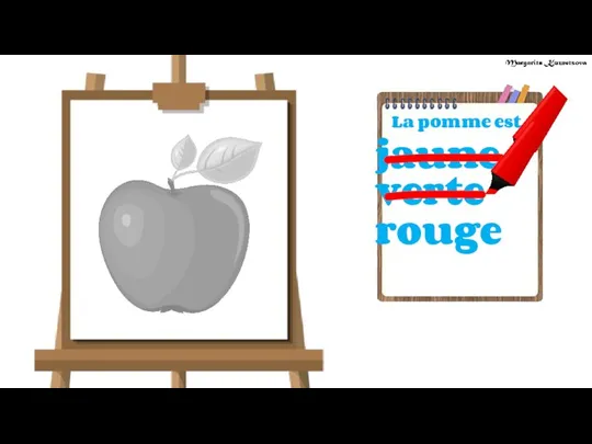 jaune verte rouge La pomme est