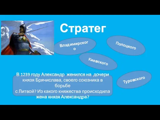 Стратег Владимирского Киевского Туровского В 1239 году Александр женился на дочери