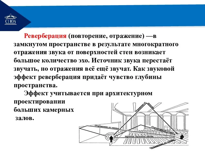 РЕМОНТ Реверберация (повторение, отражение) —в замкнутом пространстве в результате многократного отражения