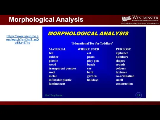 Morphological Analysis : https://www.youtube.com/watch?v=i3njT_ujDuE&t=271s PARAMETERS