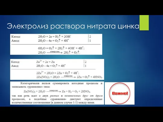 Электролиз раствора нитрата цинка