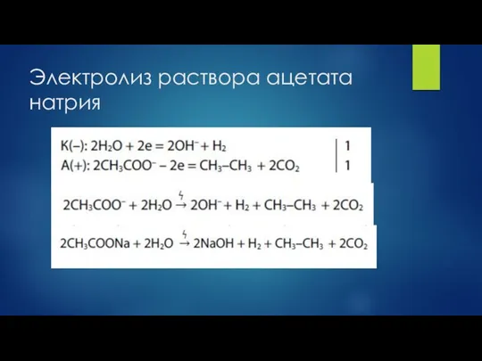 Электролиз раствора ацетата натрия