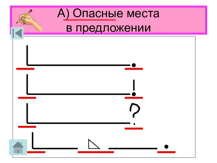 А) Опасные места в предложении