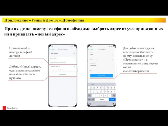 Приложение «Умный Дом.ru»: Домофония При входе по номеру телефона необходимо выбрать
