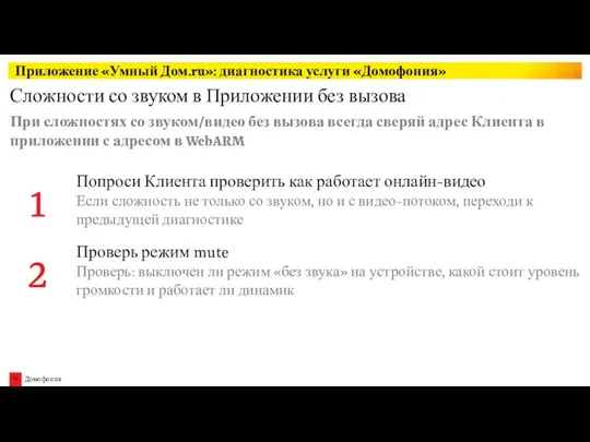 Сложности со звуком в Приложении без вызова Приложение «Умный Дом.ru»: диагностика