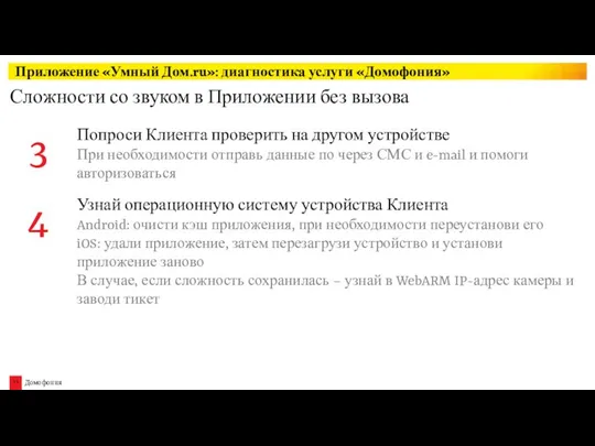 Сложности со звуком в Приложении без вызова Приложение «Умный Дом.ru»: диагностика услуги «Домофония»