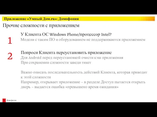 Приложение «Умный Дом.ru»: Домофония Прочие сложности с приложением