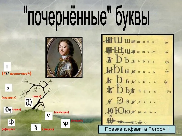 "почернённые" буквы 29 января 1710 г. Петр I собственноручно написал на