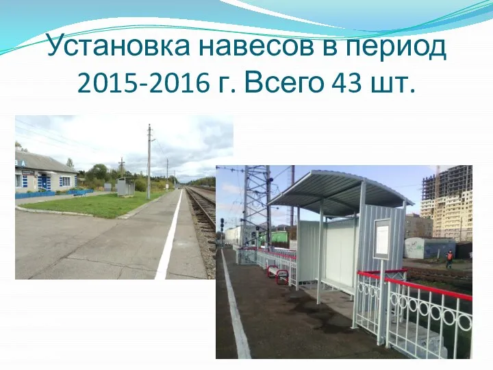 Установка навесов в период 2015-2016 г. Всего 43 шт.