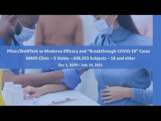 Pfizer/BioNTech vs Moderna Efficacy and “Breakthrough COVID-19” Cases MAYO Clinic –