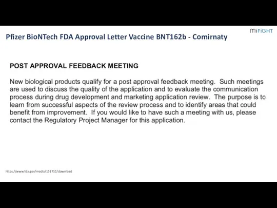 1 Pfizer BioNTech FDA Approval Letter Vaccine BNT162b - Comirnaty https://www.fda.gov/media/151710/download