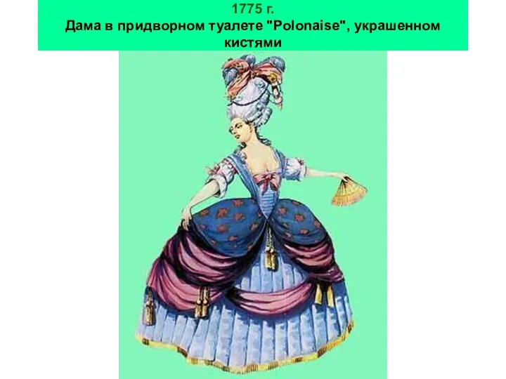 1775 г. Дама в придворном туалете "Polonaise", украшенном кистями