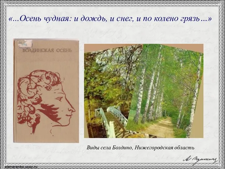 «...Осень чудная: и дождь, и снег, и по колено грязь…» Виды села Болдино, Нижегородская область