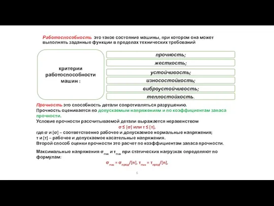 Работоспособность это такое состояние машины, при котором она может выполнять заданные