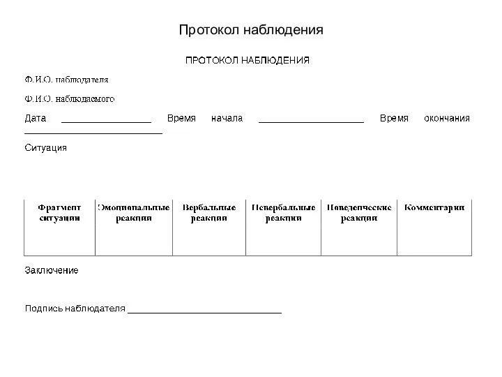 Протокол наблюдения