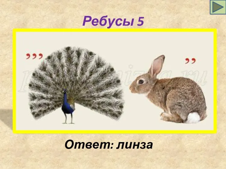 Ребусы 5 Ответ: линза