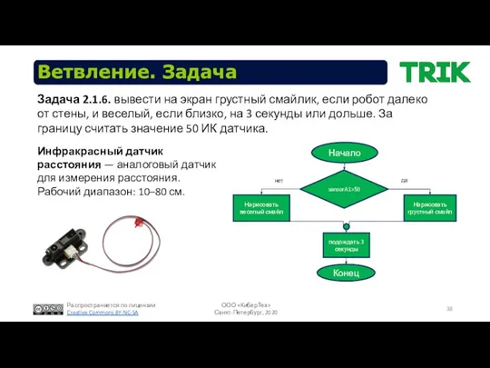 Ветвление. Задача Инфракрасный датчик расстояния — аналоговый датчик для измерения расстояния.