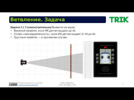 Ветвление. Задача Задача 2.1.7 (самостоятельно) Вывести на экран: Веселый смайлик, если