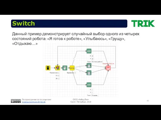 Switch Данный пример демонстрирует случайный выбор одного из четырех состояний робота: