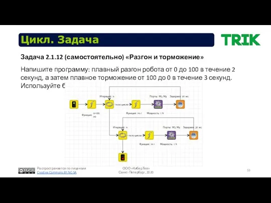 Цикл. Задача Напишите программу: плавный разгон робота от 0 до 100