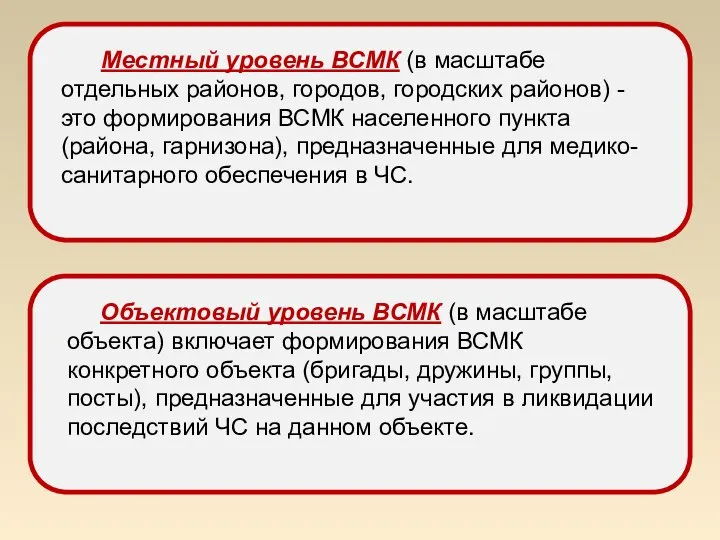 Местный уровень ВСМК (в масштабе отдельных районов, городов, городских районов) -