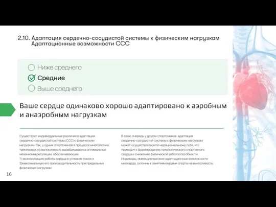 16 Ваше сердце одинаково хорошо адаптировано к аэробным и анаэробным нагрузкам