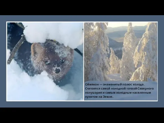 Оймякон — знаменитый полюс холода. Считается самой холодной точкой Северного полушария